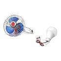 SP Electron For All Combo of 12v D C Car Fan 6 Inch with Switch and Wiring 12V DC Car Interior Fan with 12v DC 9 Watt LED Bulb