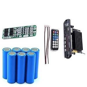 sp electron complete combo pack of gold - ap55 tpa3116d2 bt channel stereo power digital audio power amplifier board with 9 pcs 2000 mah lio-n cell and 3s 20 amp bms module