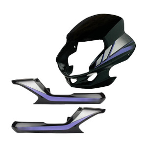 sp shree premium cd deluxe black blue headlight visor and tail panel bike headlight visor