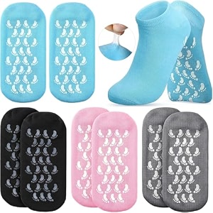 spa gel socks for women amp men  silicone socks for cracked heels  feet protector crack heel repair with moisturizing natural oil amp vitamin e  4 pairs - black grey pink blue