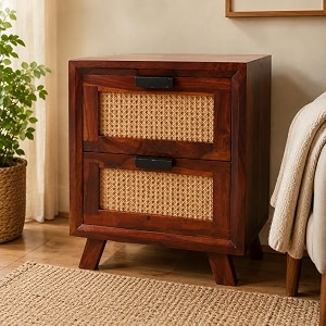 Space Galaxy Sheesham Wood Bedside Table for