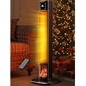 KEGIAN Space Heater Large Room, 33" Electric Heaters for Indoor Use with Thermostat, Remote, 120° Oscillating, 24H Timer, 24dB Quiet, 3D Fireflame, Portable Ceramic Tower Heater for Bedroom, Office