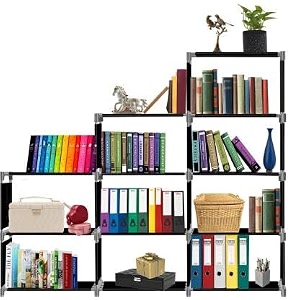 plastic children simple bookshelf storage organizer for bedroom office living room black 10 layer