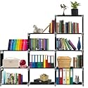 Plastic Children Simple Bookshelf Storage Organizer for Bedroom Office Living Room (Black, 10 Layer)