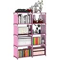 Plastic Children Simple Bookshelf Storage Organizer for Bedroom Office Living Room (Pink, 12 Layer)