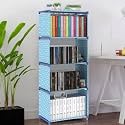 Plastic Simple Bookshelf/Multipurpose Rack/Children Bookcases/File Rack For Office/Storage Organizer/Cabinet Shelves For Bedroom Office Living Room (Blue,5 Layer)