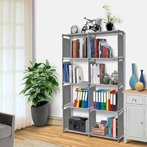 simple bookshelfmultipurpose rackchildren bookcasesfile rack for officestorage organizercabinet shelves for bedroom office living room grey12 layer plastic