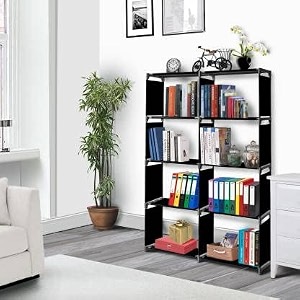 simple bookshelfmultipurpose rackchildren bookcasesfile rack for officestorage organizercabinet shelves for bedroom office living room black 12 layers