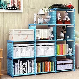 simple bookshelfmultipurpose rackchildren bookcasesfile rack for officestorage organizercabinet shelves for bedroom office living room blue12 layer