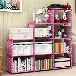 simple bookshelfmultipurpose rackchildren bookcasesfile rack for officestorage organizercabinet shelves for bedroom office living room pink10 layer
