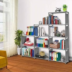 simple bookshelfmultipurpose rackchildren bookcasesfile rack for officestorage organizercabinet shelves for bedroom office living room grey10 layer plastic