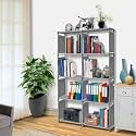 Simple Bookshelf/Multipurpose Rack/Children Bookcases/File Rack for Office/Storage Organizer/Cabinet Shelves for Bedroom Office Living Room (Grey,12 Layer) (Plastic)
