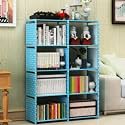 Plastic Simple Bookshelf/Multipurpose Rack/Children Bookcases/File Rack For Office/Storage Organizer/Cabinet Shelves For Bedroom Office Living Room (Blue,10 Layer)