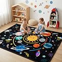 Space Rugs for Kids Bedroom,Outer Space Rug for Boys Room,Solar System Planet Theme Carpet for Playroom and Classroom Decor,2'5''×4'
