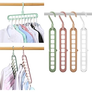 space saving clothes hangers multifunctional smart closet organizer premium wardrobe clothing cascading hanger 9 slots innovative design for heavy clothes shirts pants dresses coats set of 3
