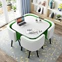 Space Saving Dining Table, Round Dining Table and Chairs Set 4, Office Reception Room Club Table and Chair Set, Small Meeting Room Table for Home Living Room Balcony Cafe Break Room