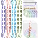 Space Saving Hangers for 48 Clothes, Reinforced Collapsible Hangers with 360° Swivel Hook, Hanger Hooks Space Saver for Closet Organizers and Storage, Dorm Room Essentials, Fully Assembled, Colorful