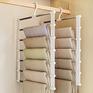 stainless steel 6 in 1 foldable multi-layer closet organizer hanger for jeans trousers leggings multicolour