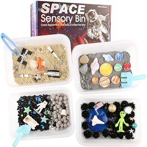 space themed sensory bin fillerplanet toys for kids universe solar system for autistic children space astronauts sensory toys for toddlers with 9 planets sand 3 tools and more