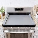 SpaceAid Noodle Board Stove Kitchen Cover with Handles, Top Covers for Gas Burners and Electric Stove, Oven Decor Accessories Wood Tray for Countertop, Gray Bamboo