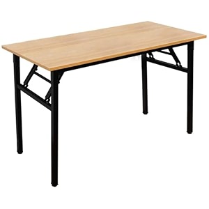 space panda fusion multi-purpose folding ply laminated top table with metal frame base for computer banquet office home light brown 5 x 2 ft