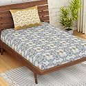 Spaces Atrium Plus 210 TC 100% Cotton Single Bedsheet with 1 Pillow Cover (Ornate, 60" X 88" Inches) - Grey