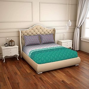 spaces atrium plus green 100 cotton double bedsheet with 2 pillow covers