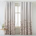 SPACES DRAPE STORY Cotton Blossom Floral Cedal Brown Matte Finish Curtain Set Of 2-7Ft Grommet Opaque Door Curtain