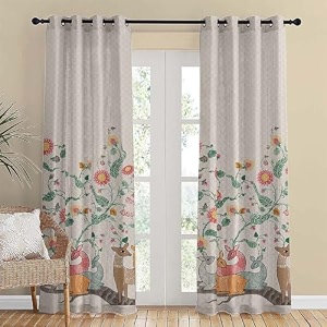 spaces drape story polyester forest folklore floral matte blanched almond room darkening curtain set of 2-9ft long grommet door curtains beige