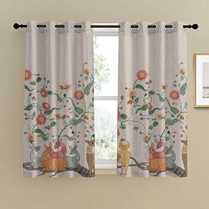 spaces drape story polyester forest folklore floral matte blanched almond room darkening curtain set of 2-5ft grommet window curtains beige