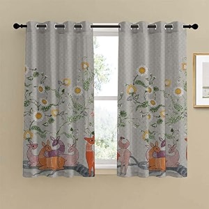 spaces drape story polyester forest folklore floral matte heathered grey room darkening curtain set of 2-5ft window curtains grey grommet