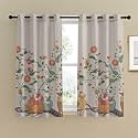 SPACES DRAPE STORY Polyester Forest Folklore Floral Matte Blanched Almond Room Darkening Curtain Set of 2-5Ft Grommet Window Curtains| Beige