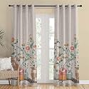 SPACES DRAPE STORY Polyester Forest Folklore Floral Matte Blanched Almond Grommet Sheer Room Darkening Curtain Set Of 2-7Ft Door Curtains| Beige