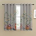 SPACES DRAPE STORY Polyester Forest Folklore Floral Matte Heathered Grey Room Darkening Curtain Set of 2-5Ft Window Curtains| Grey, Grommet