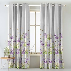 spaces drape story polyester meadow melody floral lavendar matte finish 75 to 80 room darkening opaque curtains set of 2-5ft grommet window curtainmulticolor