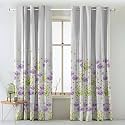 SPACES DRAPE STORY Polyester Meadow Melody Floral Lavendar Matte Finish 75% To 80% Room Darkening Opaque Curtains Set Of 2-9Ft Long Grommet Door Curtain,Multicolor