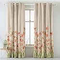 SPACES DRAPE STORY Petal Whispers Floral Tangerine Orange Matte Finish 75% to 80% Room Darkening Curtains Set of 2-7Ft Door Curtain