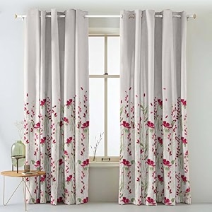 spaces drape story polyester romantic floral petal pink matte finish 75 to 80 room darkening opaque curtains set of 2-9ft long grommet door curtain