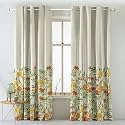 SPACES DRAPE STORY Sun-Kissed Marigold Floral Saffron Yellow Matte Finish 75% to 80% Room Darkening Curtains Set of 2-9Ft Long Door Curtain