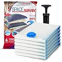 Spacesaver Vacuum Storage Bags with Hand Pump, Jumbo, 6 Pack