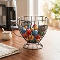SpaceTime Coffee Pod Holder,Large Capacity Coffee Pod Organizer Cup Holder ,Sturdy Coffee Coffee Basket for Counter Kitchen and Office Desktop,Versatile Metal Pods Storage,Coffee Bar Accessory (Black)