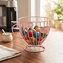 SpaceTime Coffee Pod Holder,Large Capacity Coffee Pod Organizer Cup Holder,Sturdy Coffee Coffee Basket for Counter Kitchen and Office Desktop,Versatile Metal Pods Storage,Coffee Bar Accessory (Pink)