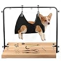 SpaceTime Dog Grooming Table Arm with Clamps,Adjustable 20"-42" Height & 27"-39" Width,Dog Grooming Arm with Hammock and 2 No-Sit Holders,Pet Groomers Helper Loop Restraint Station for All Dogs