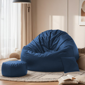 spacex 4xl bean bag with footstool  cushion all filled with beans ready to use teardrop bean bag  with bean filling blue