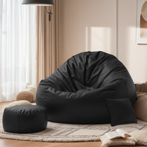 spacex xxxl bean bag with footstool  cushion all filled with beans ready to use teardrop bean bag  with bean filling black