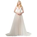 Spaghetti Chiffon Beach Wedding Dress V Neck A line Bridal Gowns Lace Plus Size Wedding Dress