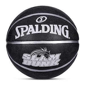 spalding 8 panel slamdunk rubber moulded indooroutdoor basketball with butyl bladder black size 5 suitable for practicematchtraining  free air needle