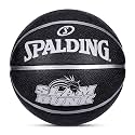 Spalding 8 Panel Slamdunk Rubber Moulded Indoor/Outdoor Basketball with Butyl Bladder, Black, Size: 5 (Suitable for Practice/Match/Training) + Free Air Needle