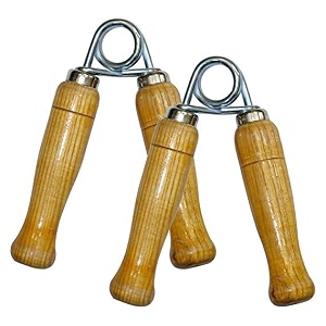 spanco wooden hand gripper - training model grip strengthener and exerciser for men and women pack of 2 natural