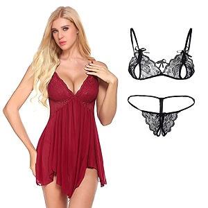 spandex net babydoll nighty honeymoon lingerie combo pack of 2